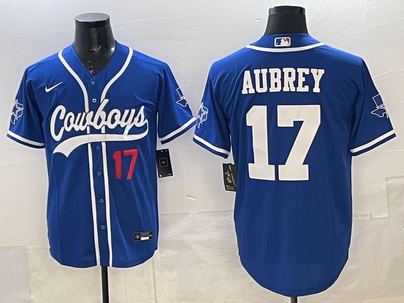 Men 2025 Nike Dallas Cowboys #17 Aubrey blue Joint Name Limited NFL Jersey 06